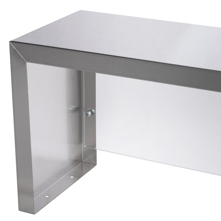 46-inch Servewell® stainless steel single-deck overshelf with acrylic panel cafeteria guard