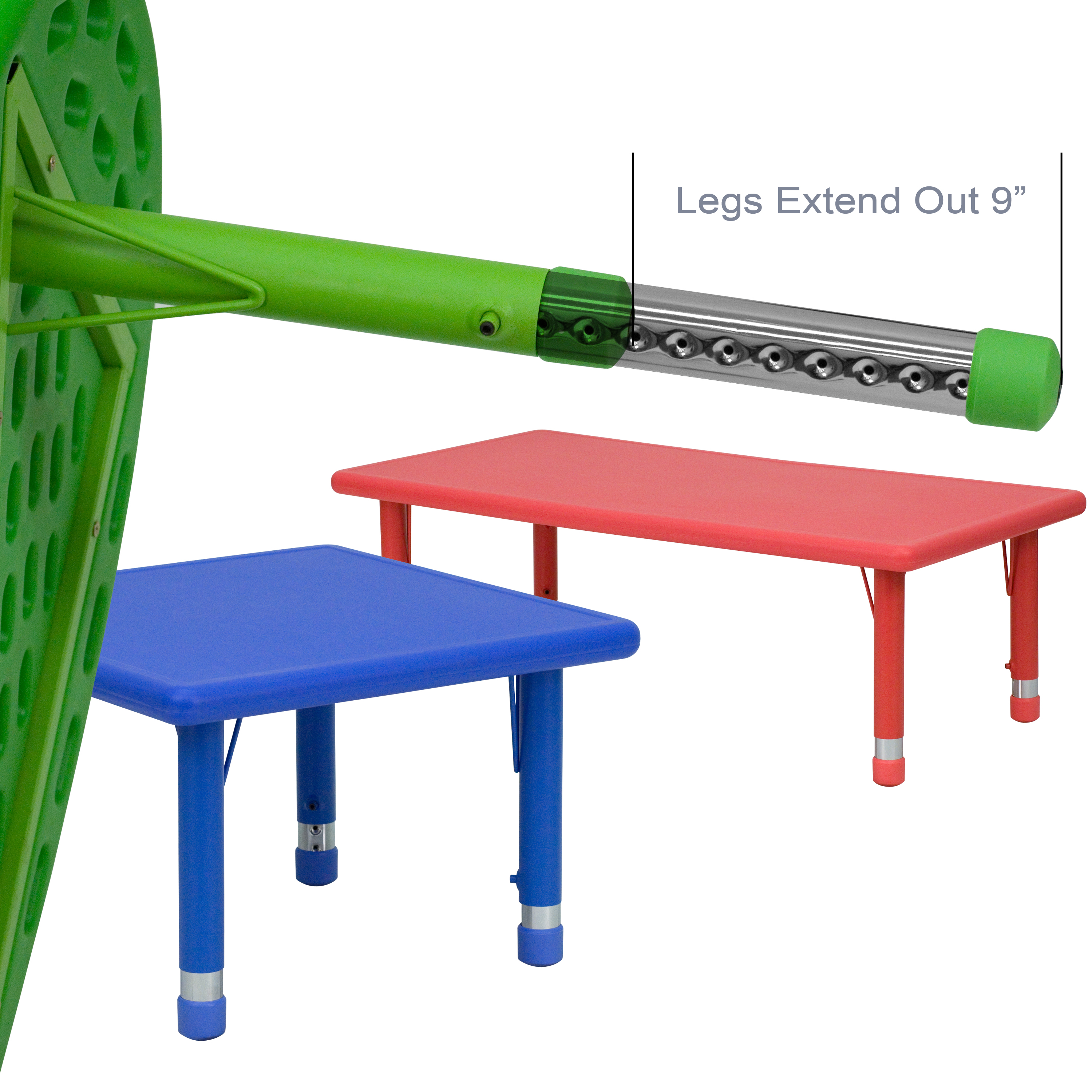 24" Square Natural Plastic Height Adjustable Activity Table - School Table for 4 - Picture 15 of 28