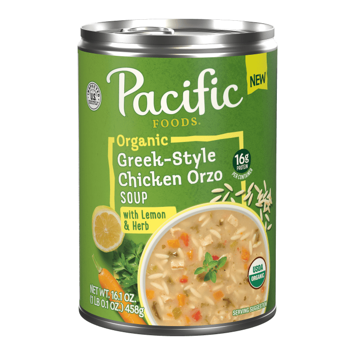 Organic Greek-Style Chicken Orzo Soup With Lemon and Herb
