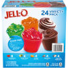 JELL-O Zero Sugar Strawberry Lemon-Lime & Orange Gelatin & Chocolate Vanilla Pudding, 24 ct Cups