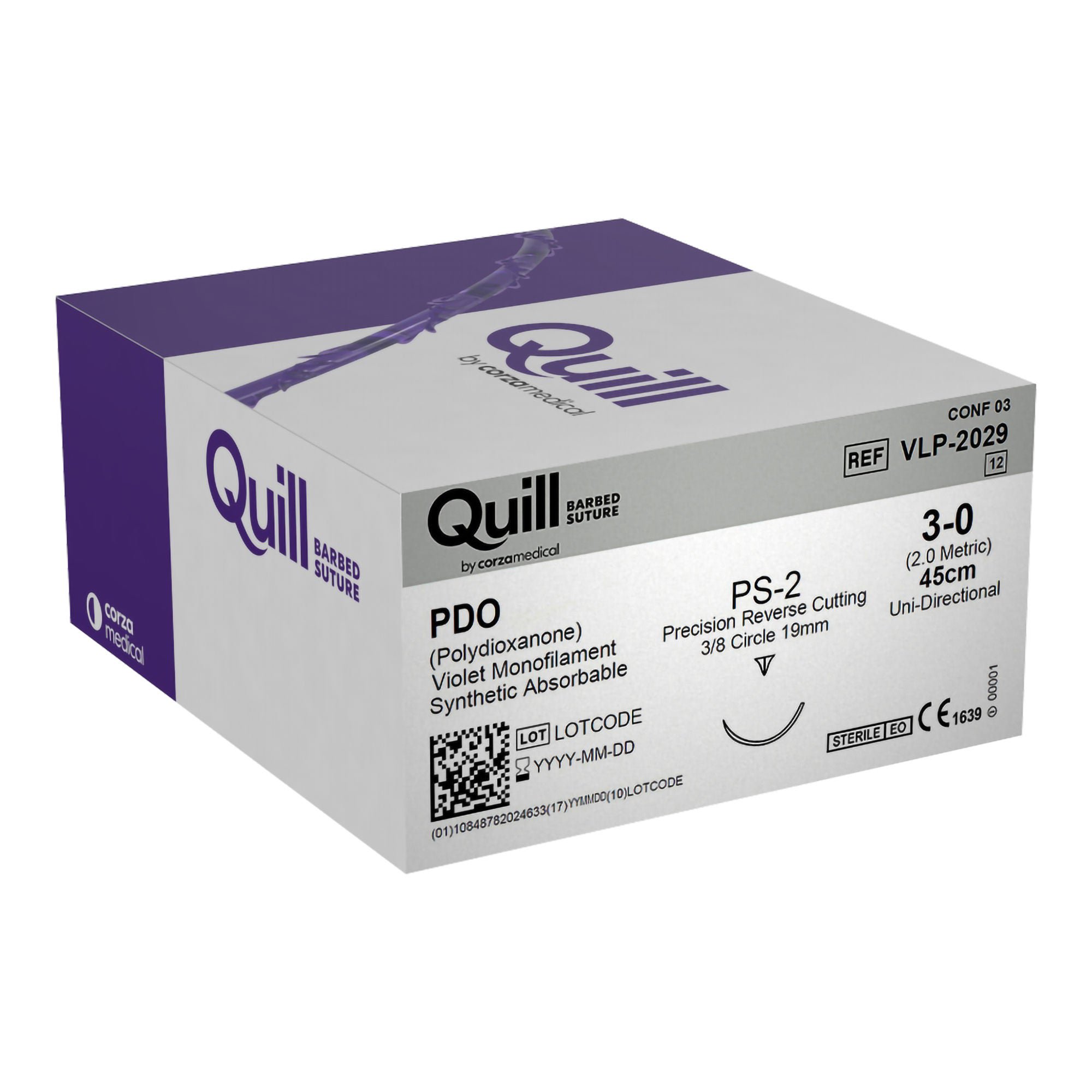 Surgical Specialties SUTURE, QUILL BARBED PDO 3-0 VIO PS-2 3/8" CIR 19MM (12/BX)