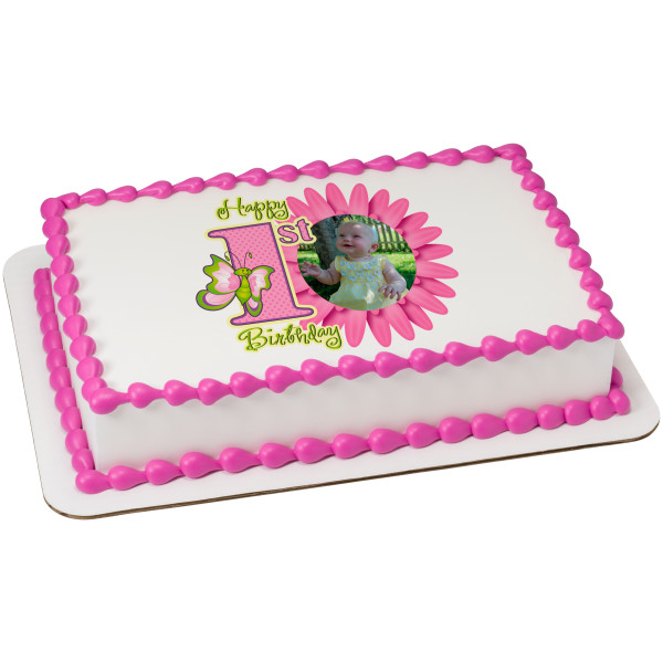 First Birthday Butterfly PhotoCake® Edible Image® Frame