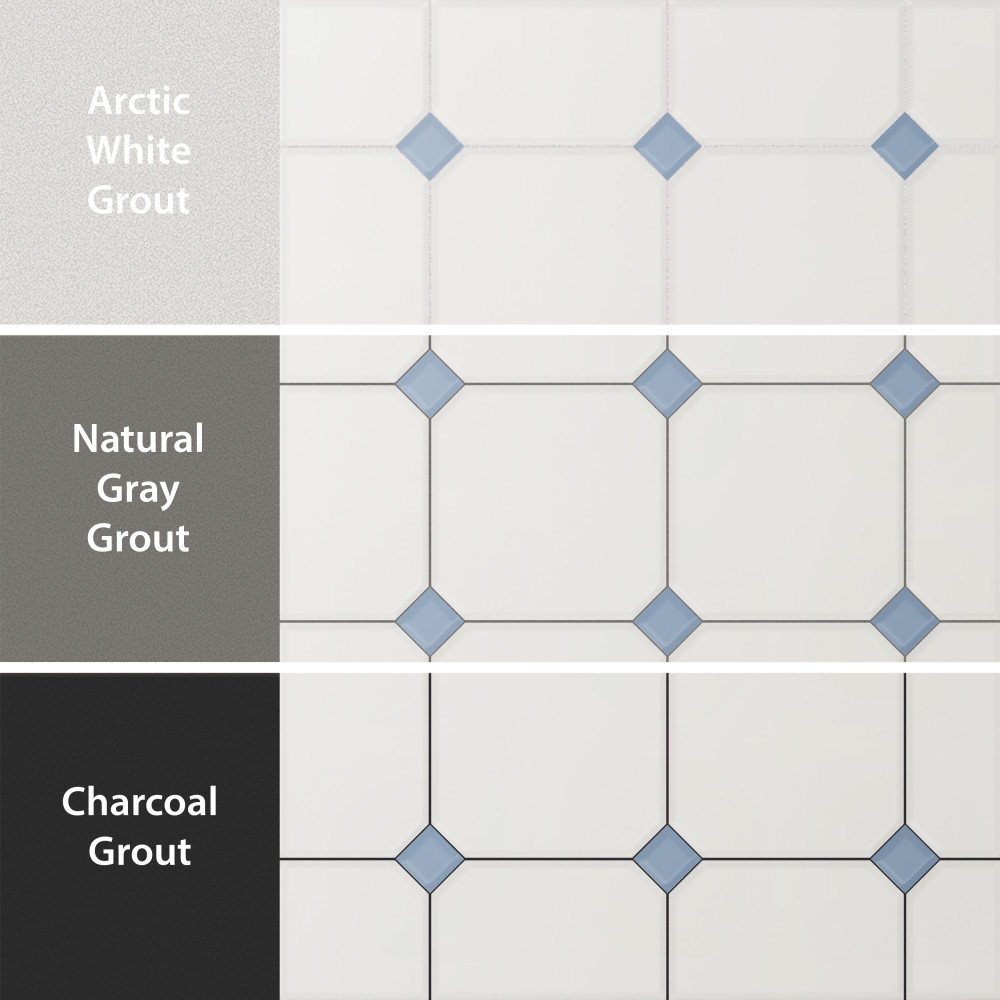 Vaudeville Octagon Nacar with Taco Azzuro 7-7/8 in. x 7-7/8 in. Porcelain Floor and Wall Tile