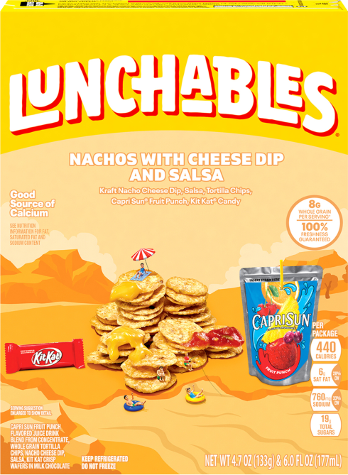 Lunchables Nachos Cheese Dip & Salsa Meal Kit with Capri Sun Fruit Punch Drink & Kit Kat 10.7 oz Box