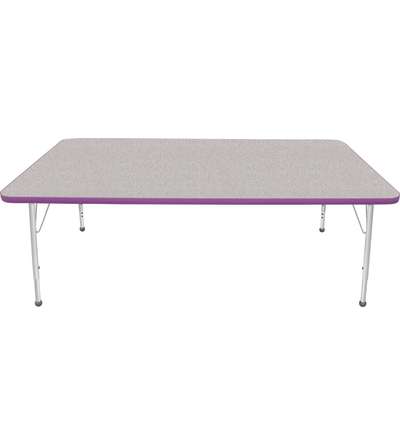 Creative Colors® Activity Table, Rectangle, 42" x 72", Gray Nebula Top Color, Purple Edge Color, Standard Leg Height, Platinum S