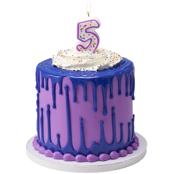 5 Party Purple Numeral Candles
