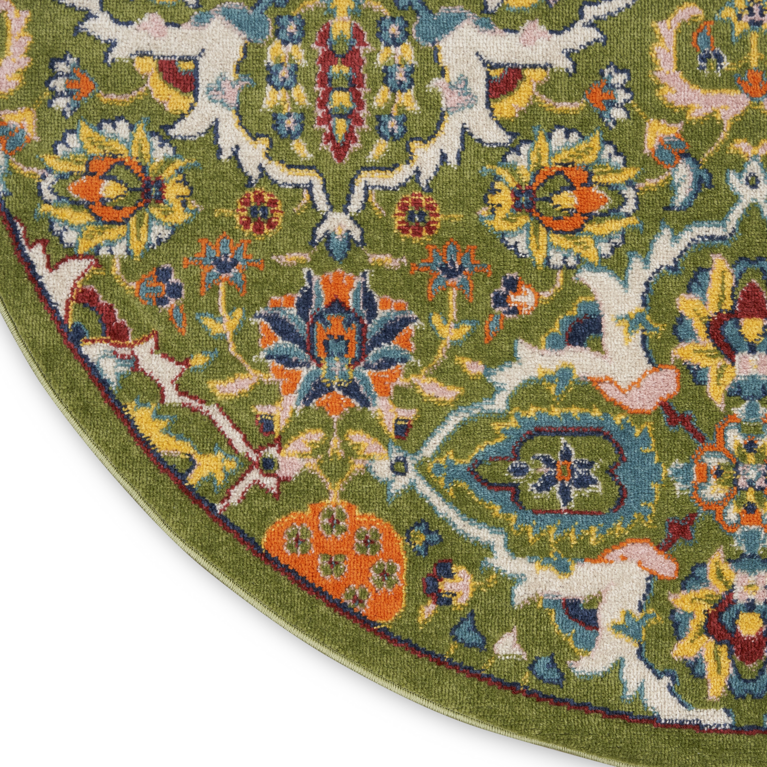 Nourison Allur 7’10” x Round Sage Ivory Bohemian Indoor Rug
