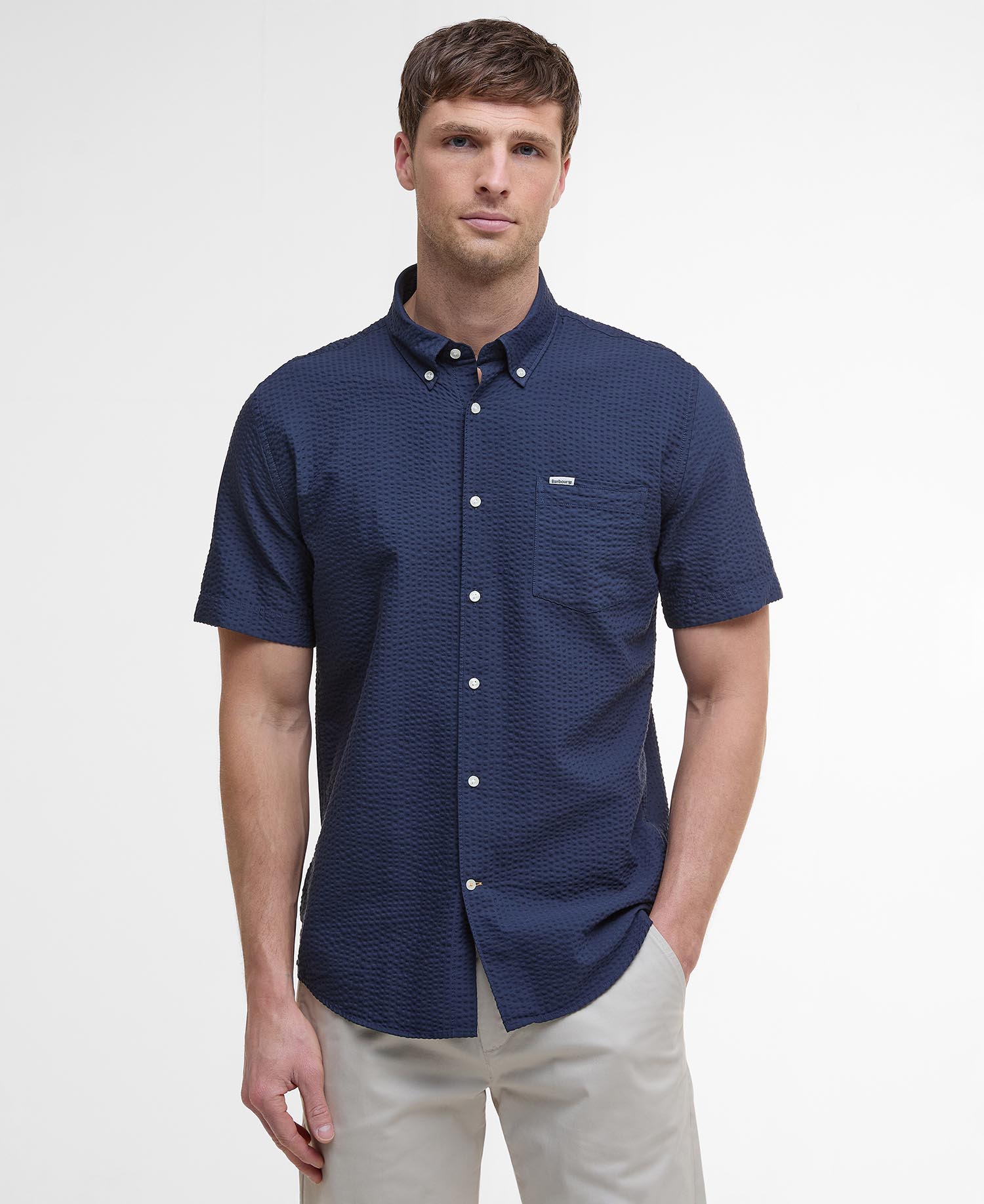 Longhall Seersucker Tailored Short-Sleeved Shirt image number 0