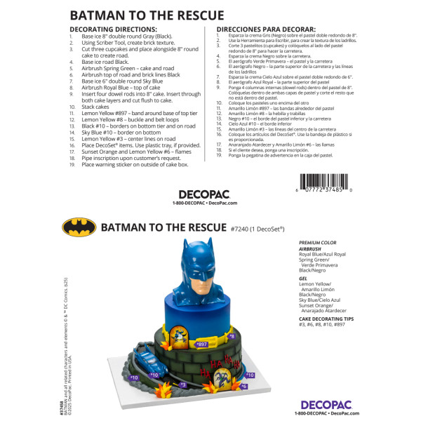 Batman™ to the Rescue Cake Decorating Instruction Card