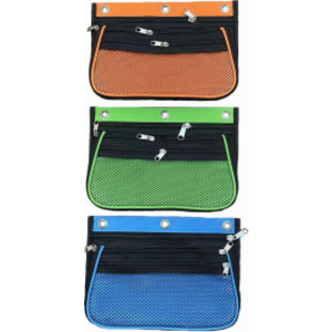 Expanding Pencil Pouch, 3 Pocket, 10.25"W x 7.25"H x 2.5"D, Assorted Colors, Pack of 24