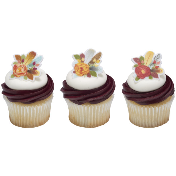 Flowers & Feathers Cupcake Rings