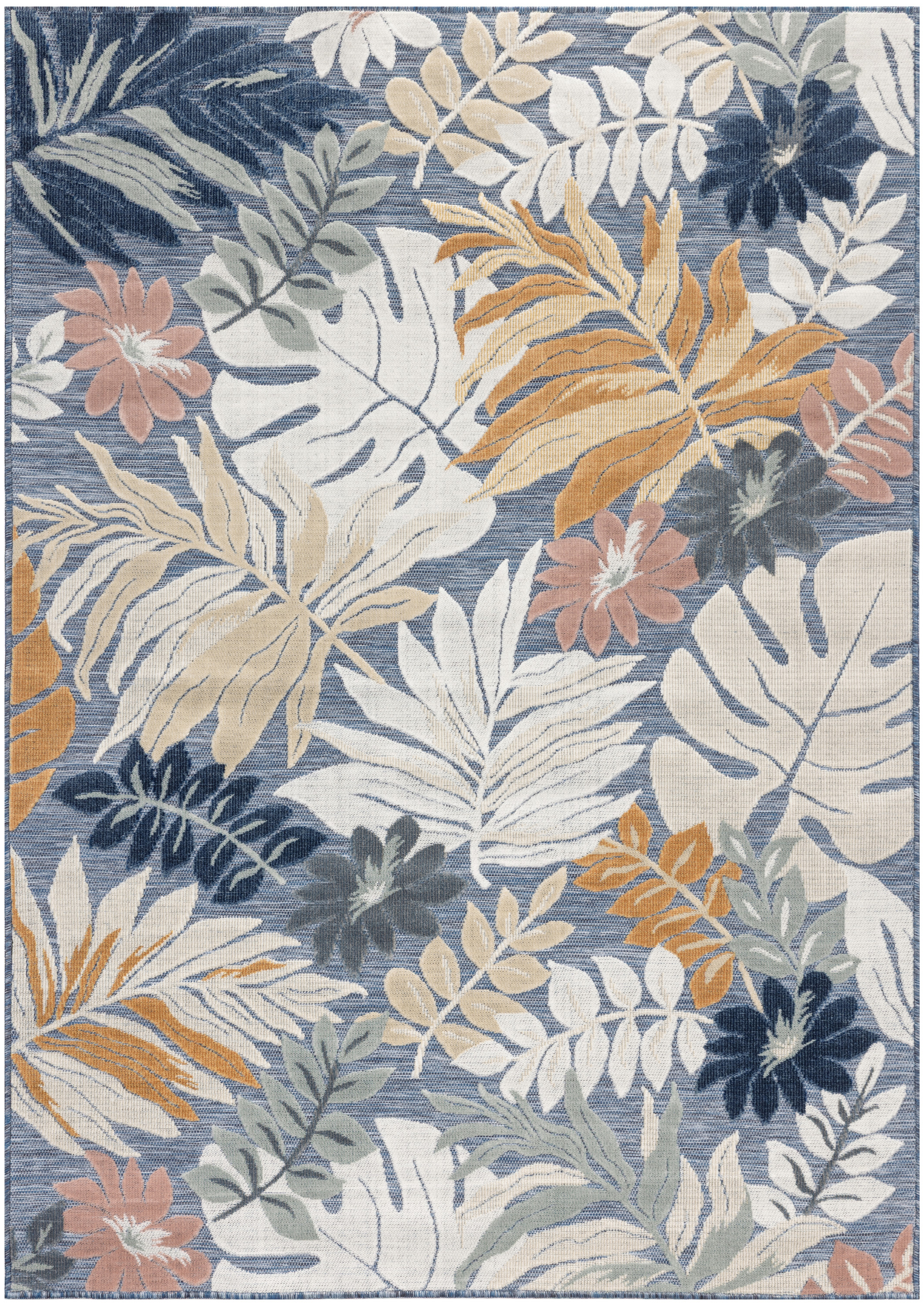 Nourison Suncoast 5'3" x 7'3" Denim Multicolor Tropical Rug