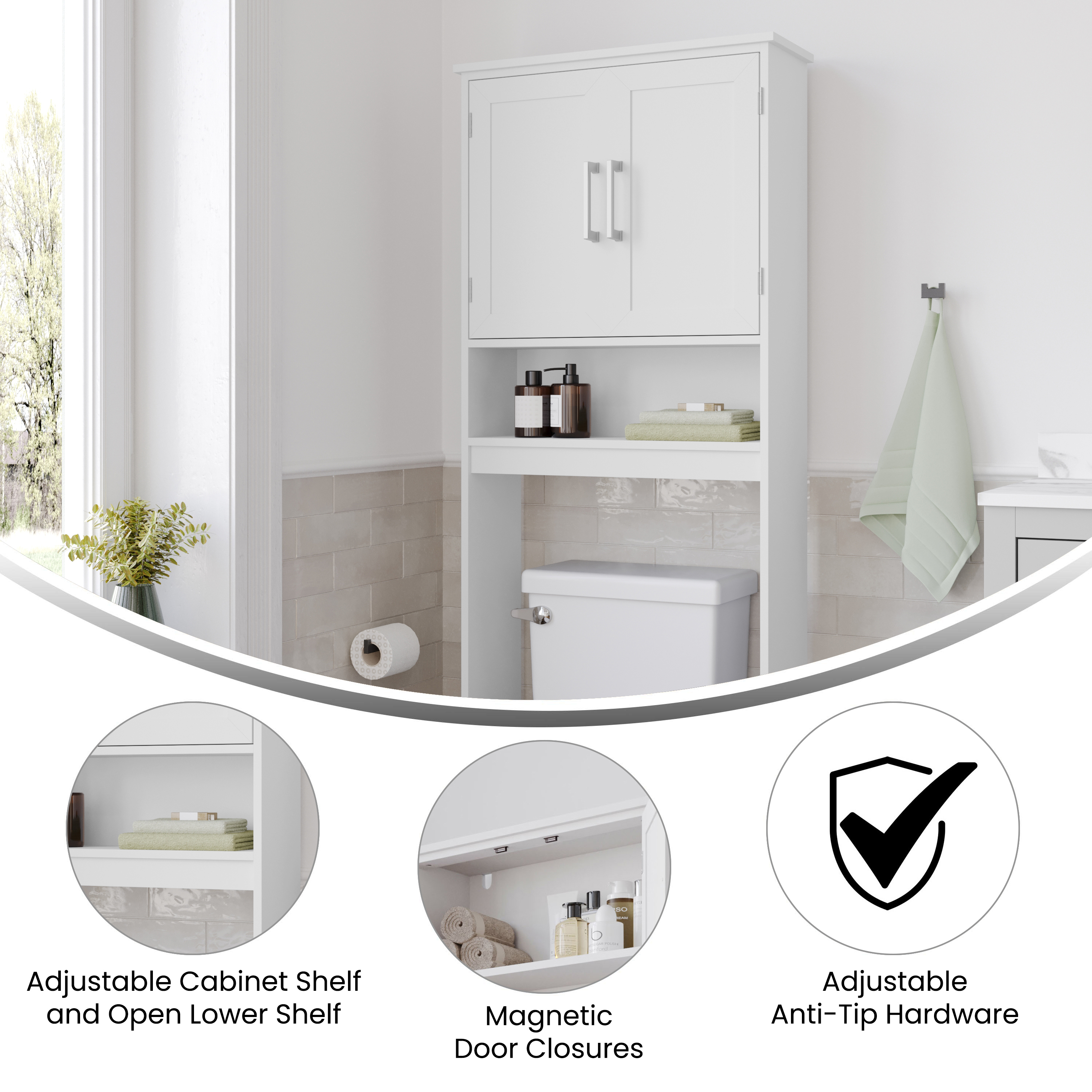 Vesta Over the Toilet Cabinet Storage Bathroom Organizer with In-Cabinet Adju... - Picture 5 of 25