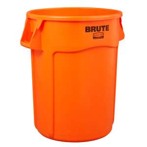 Rubbermaid Commercial, VENTED BRUTE®, High Visibility, 44gal, Resin , Orange, Round, Receptacle
