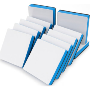 Dry Erase Eraser Board Buddies, 4 x 4 in, Blue/White, 12-Pack