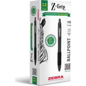 Z-Grip Recycled Retractable Ballpoint Pen, 0.7 mm, Black, 12-Pack
