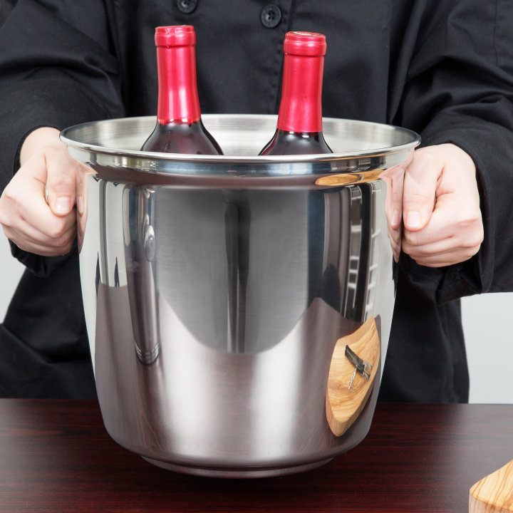 8-quart double-bottle stainless steel wine bucket with handles