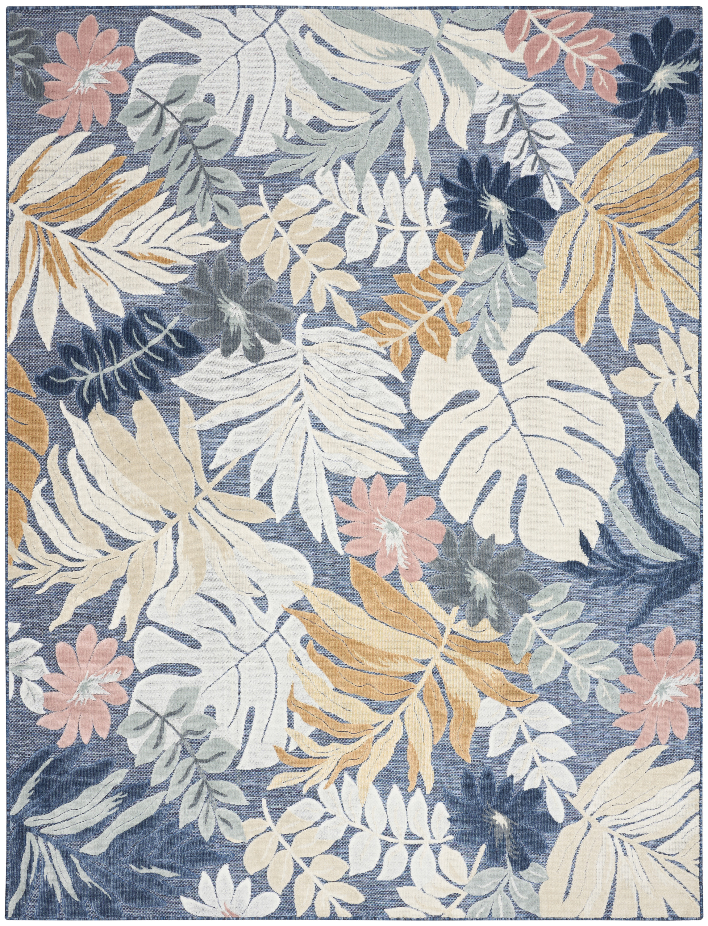 Nourison Suncoast 7'10" x 9'10" Denim Multicolor Tropical Rug