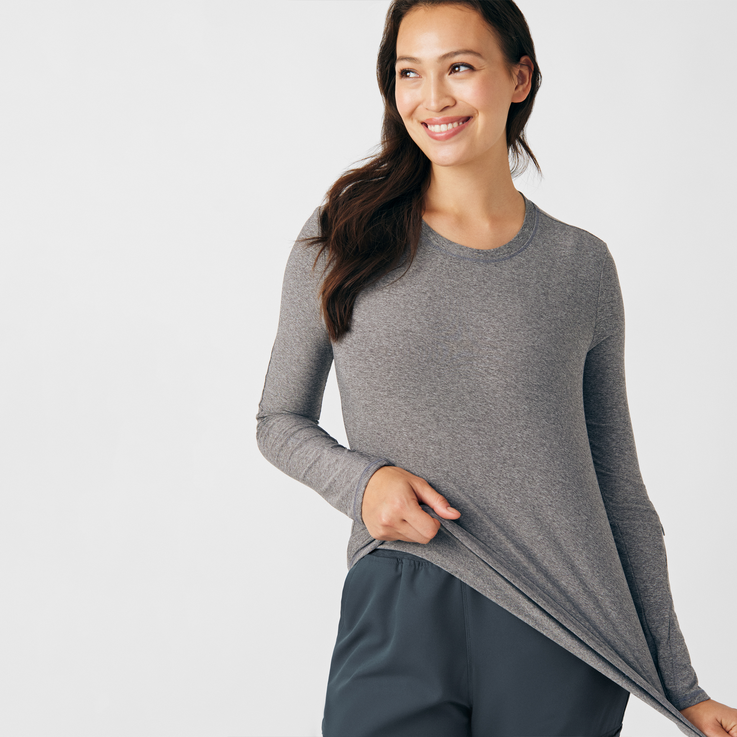 White Cross VIBE WT311 Women&#8216;s Breathable 1-Pocket Moisture Wicking Tuckable Long-Sleeve Tee-White Cross