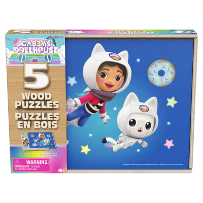 Gabby's Dollhouse 5-Pack of wood Jigsaw Puzzles for Families, Kids, and Preschoolers Ages 3 and Up