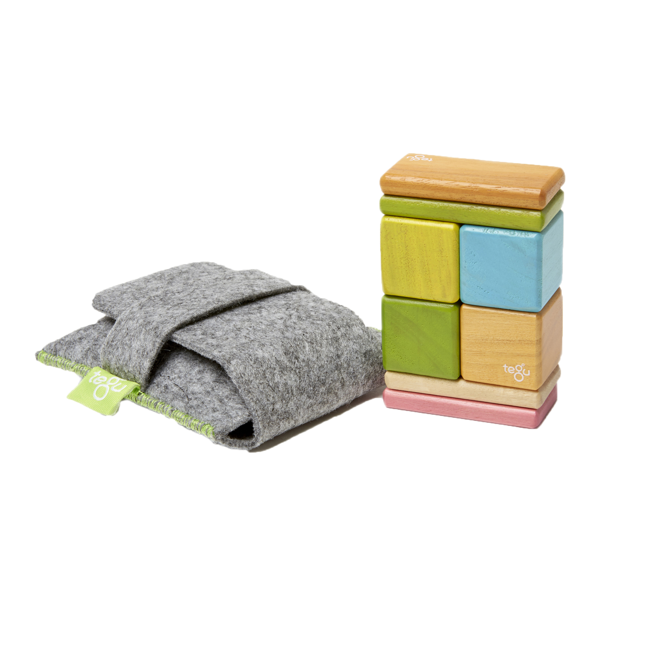 Tegu Magnetic Wooden Blocks, 8-Piece Pocket Pouch, Tints image number null