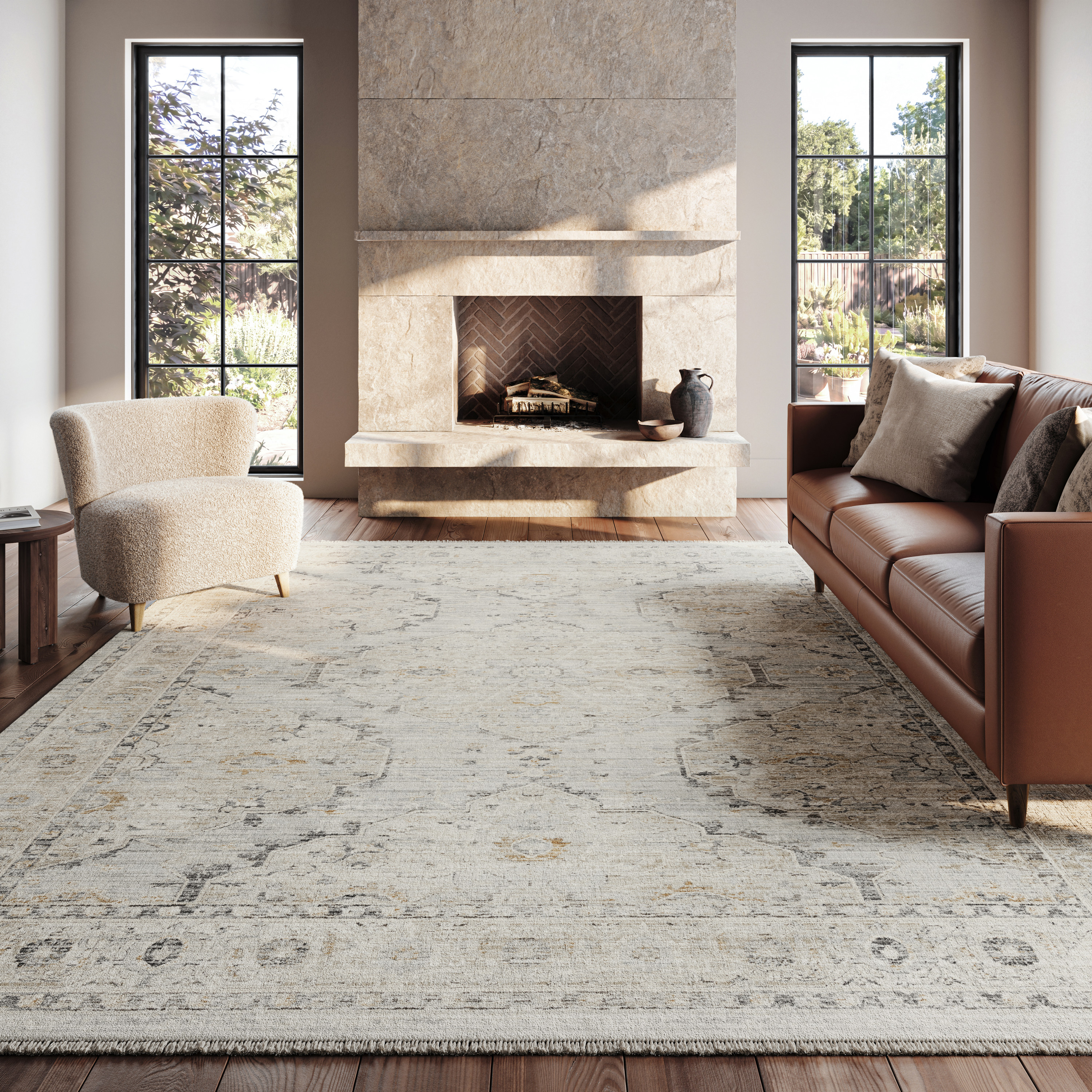 Nourison Lynx 9'10" x 13'6" Light Blue Vintage Indoor Rug
