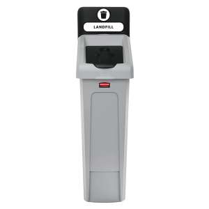 Rubbermaid Commercial, Slim Jim, 23 gal, Resin, Gray/Black, Rectangle, Receptacle