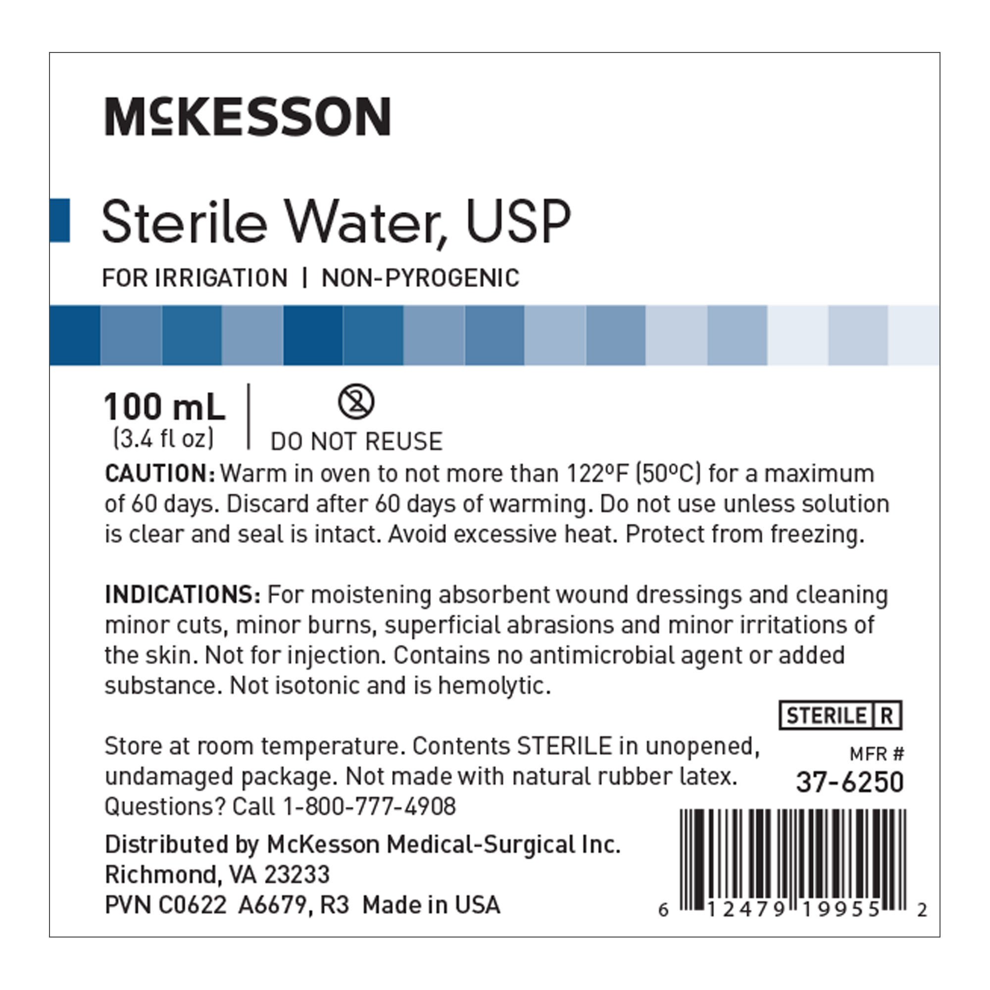 McKesson Sterile Water Irrigation Solution, 100 mL Bottle