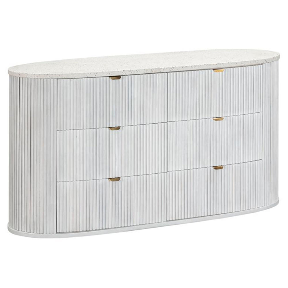 Product image of the  Razzo Dresser (6 Drawer), Whitewash from Forty Winks