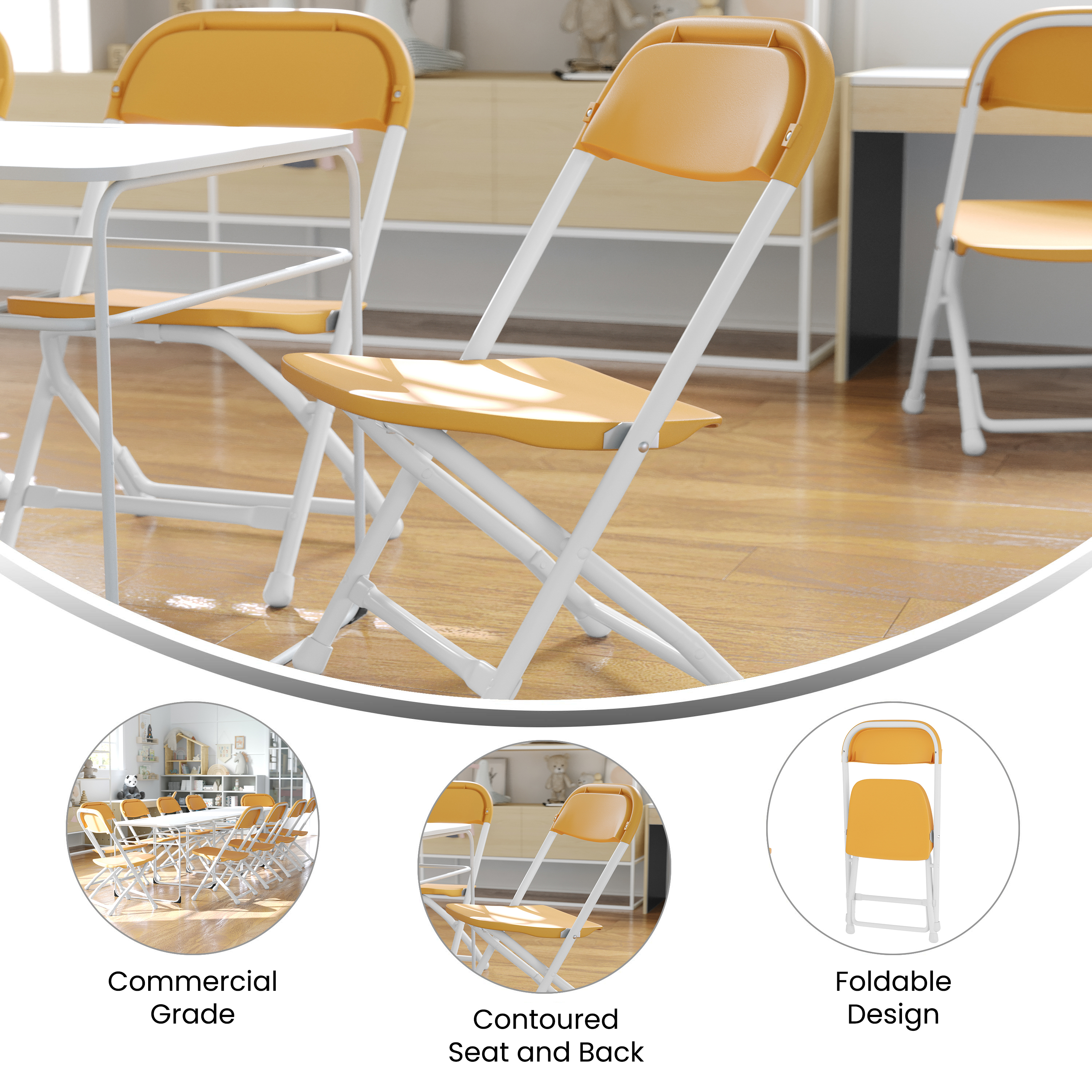 Pack de 2 sillas plegables de plástico blanco para niños - Imagen 46 de 63