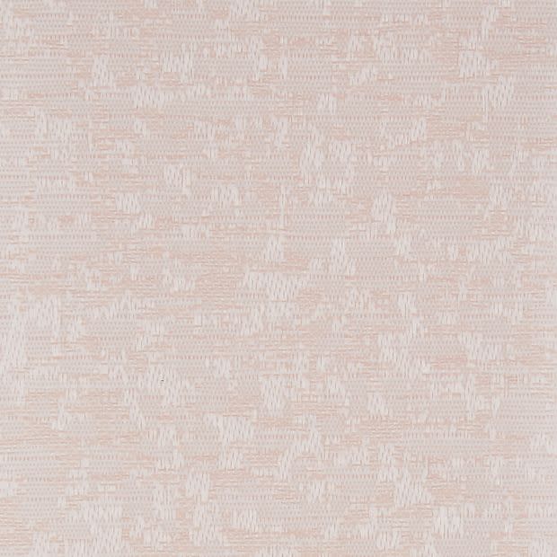 Pale pink woven textile covering the frame, displaying an irregular white stitched geometric pattern, viewed close-up under soft even light with no surrounding context.