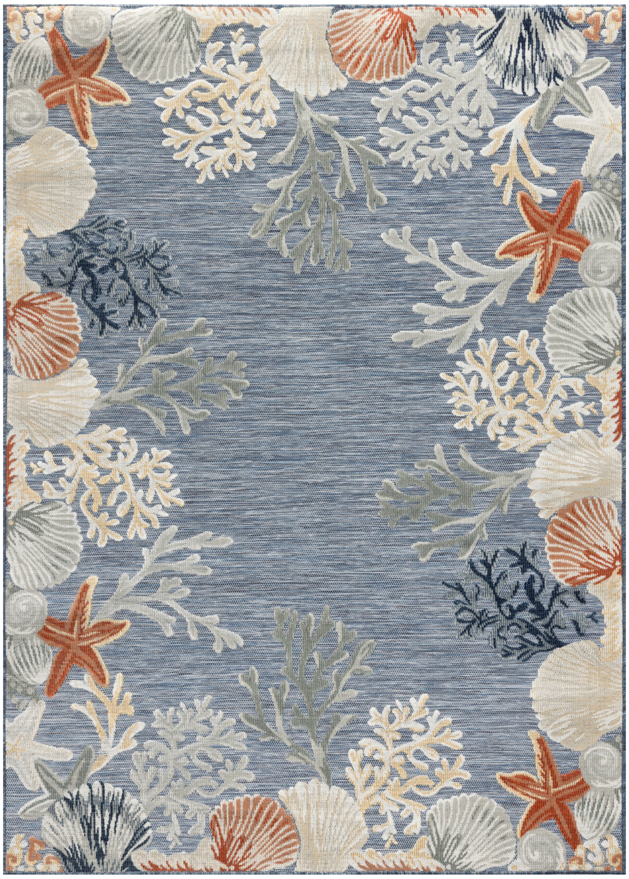 Nourison Suncoast 4' x 6' Denim Multicolor Coastal, Nautical & Beach Rug