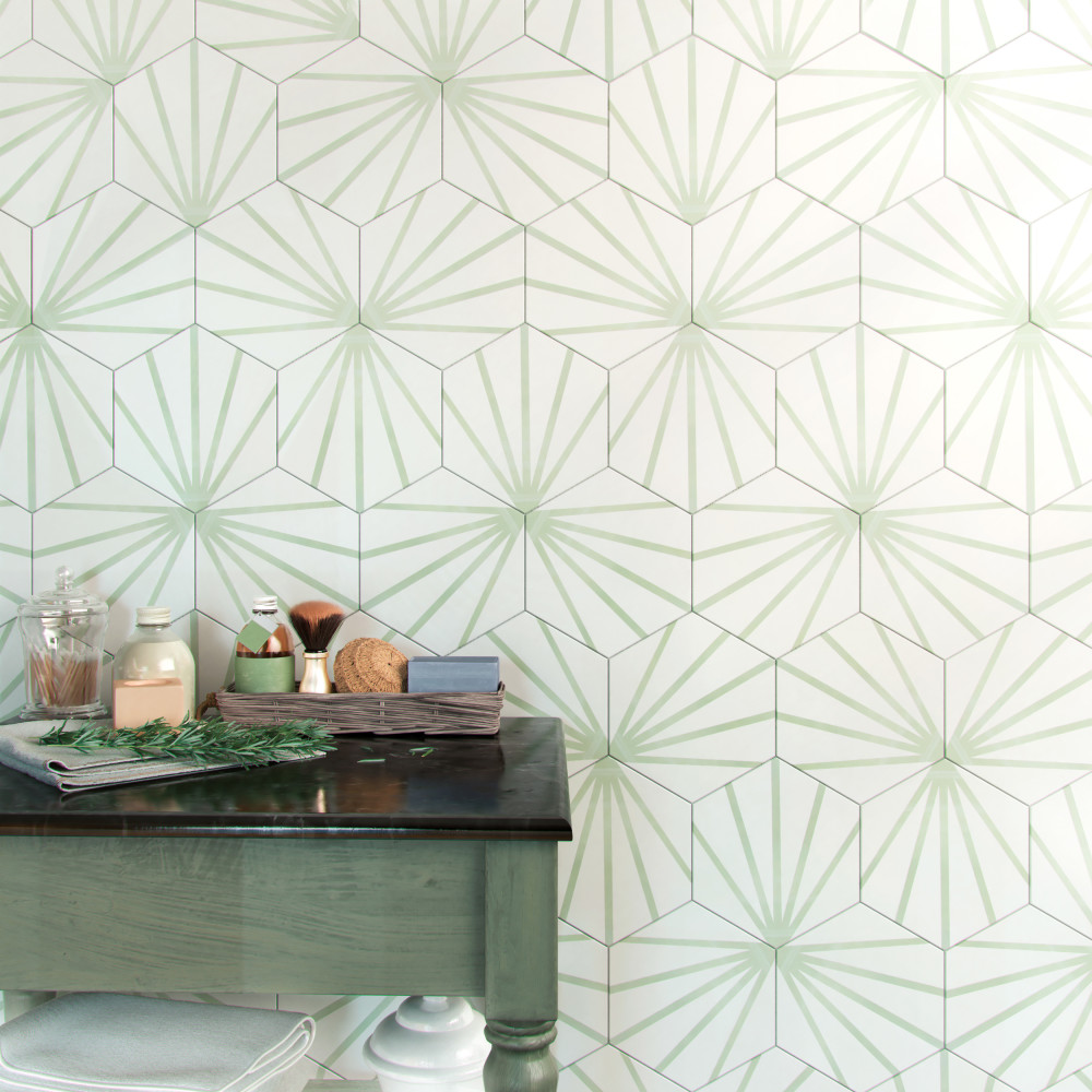 Horizon Dawn Hex Verde 7-3/4 in. x 9 in. Porcelain Floor and Wall Tile
