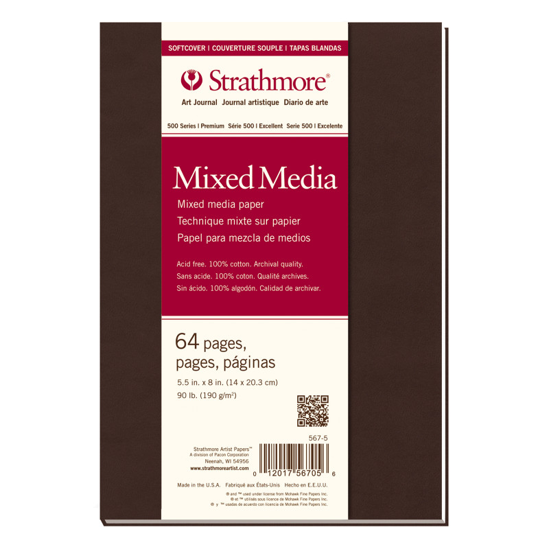 500 Series Mixed Media Paper Art Book, Soft Cover Binding, 64 Sheet, 5.5x8 in