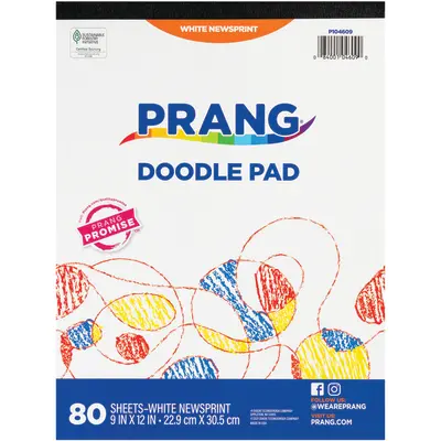 Prang (Formerly Art Street) Doodle Paper Pad, White, 9" x 12", 80 Sheets