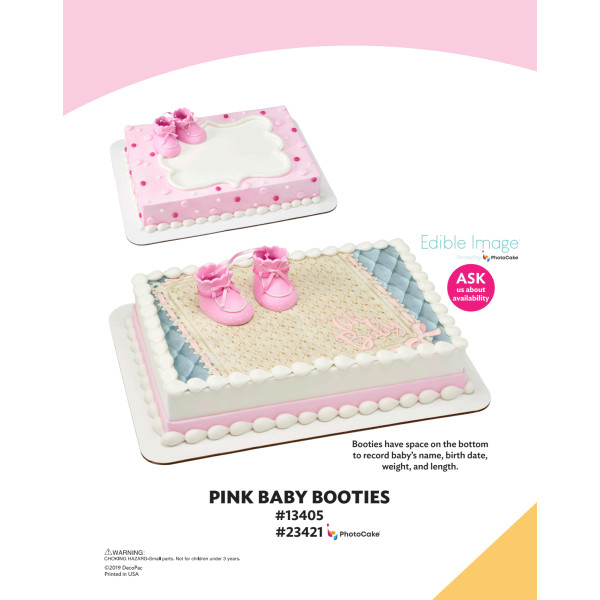 Pink Baby Booties The Magic of Cakes® PhotoCake® Enhanced Background and Icing Page