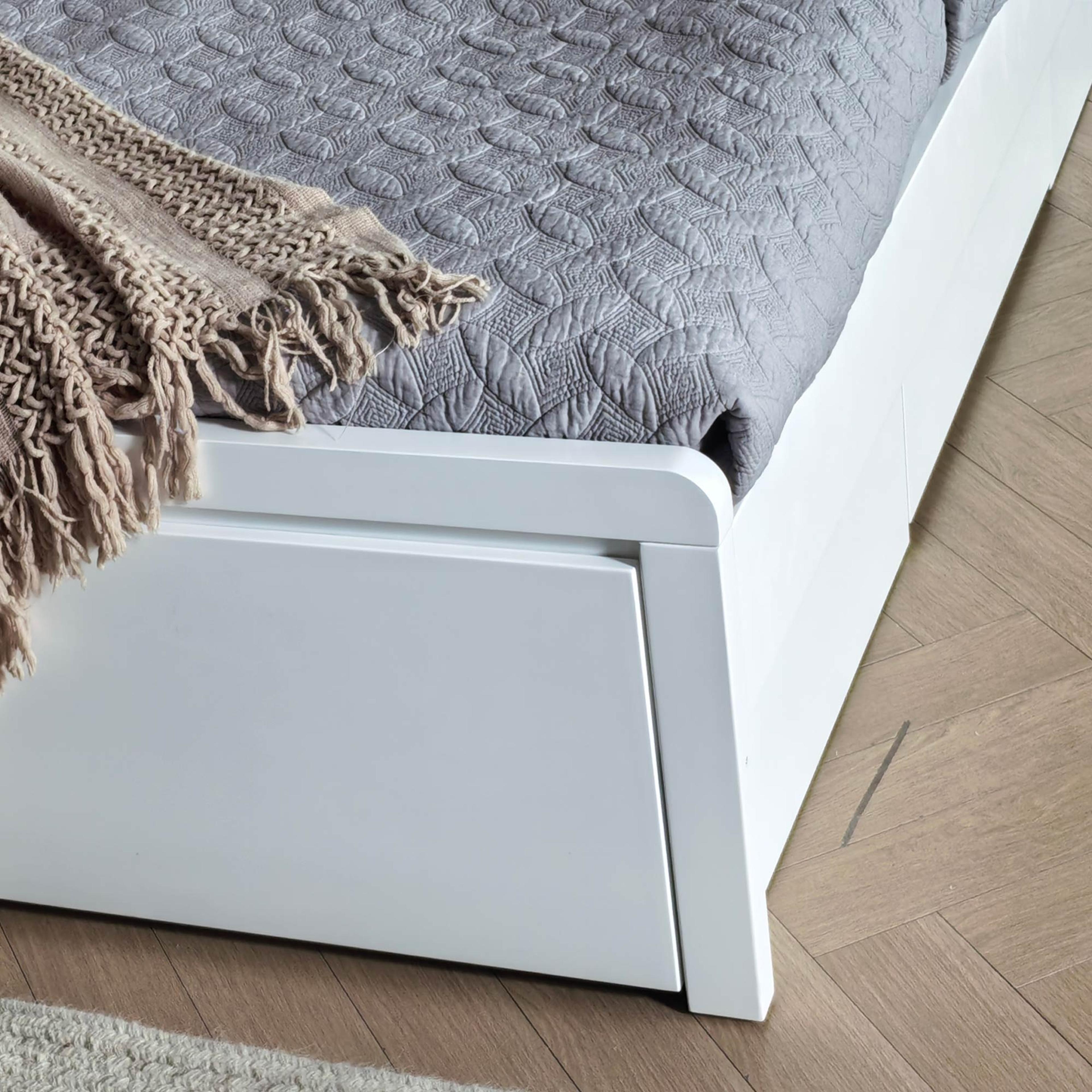 Detail image of the  Aria Bed Frame, Front Slat Gas Lift & End Drawer Base, Ivory White from Forty Winks