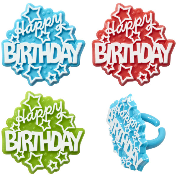 Happy Birthday Stars Cupcake Rings