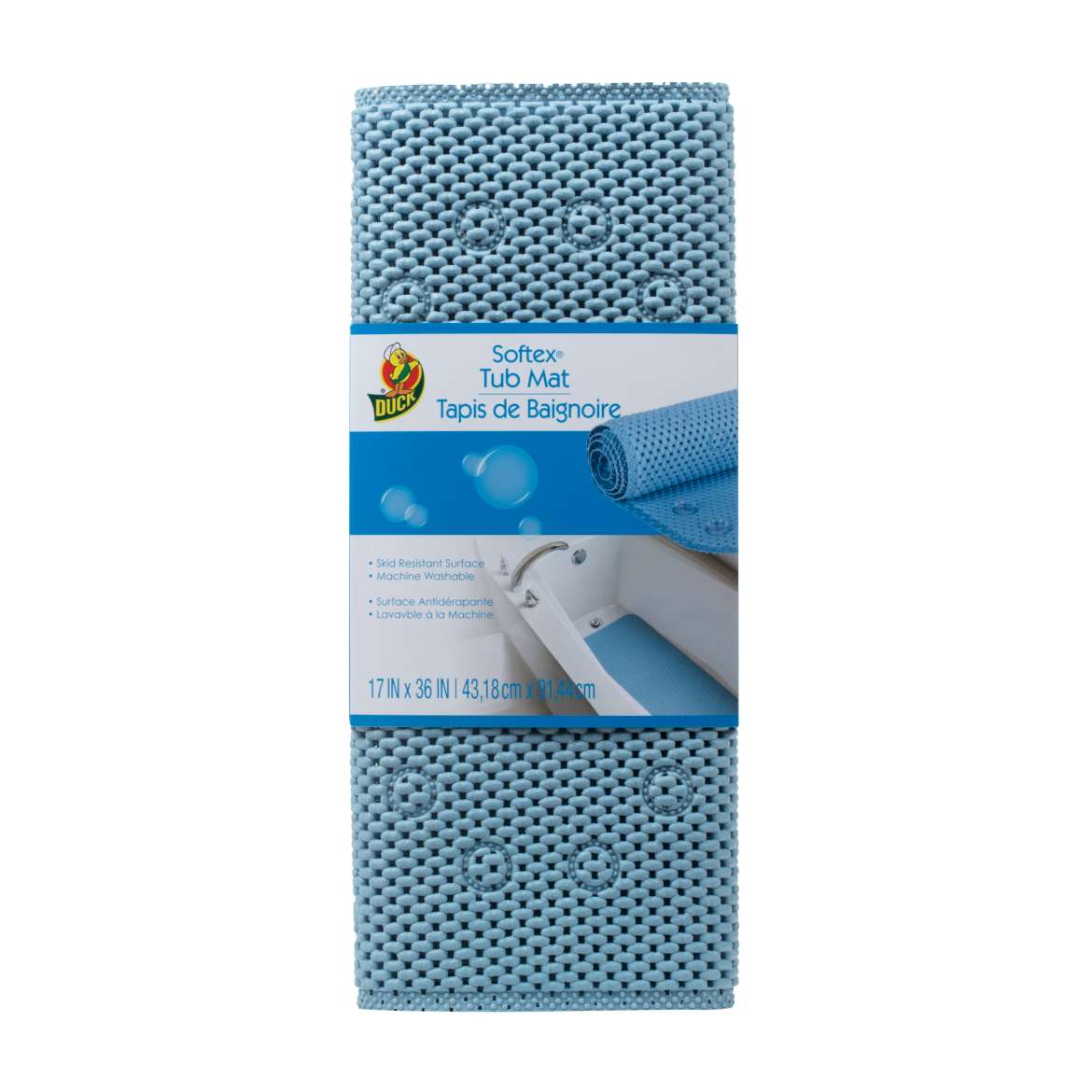 Duck® Brand Softex® Tub Mat - Blue, 17 in. x 36 in. Image
