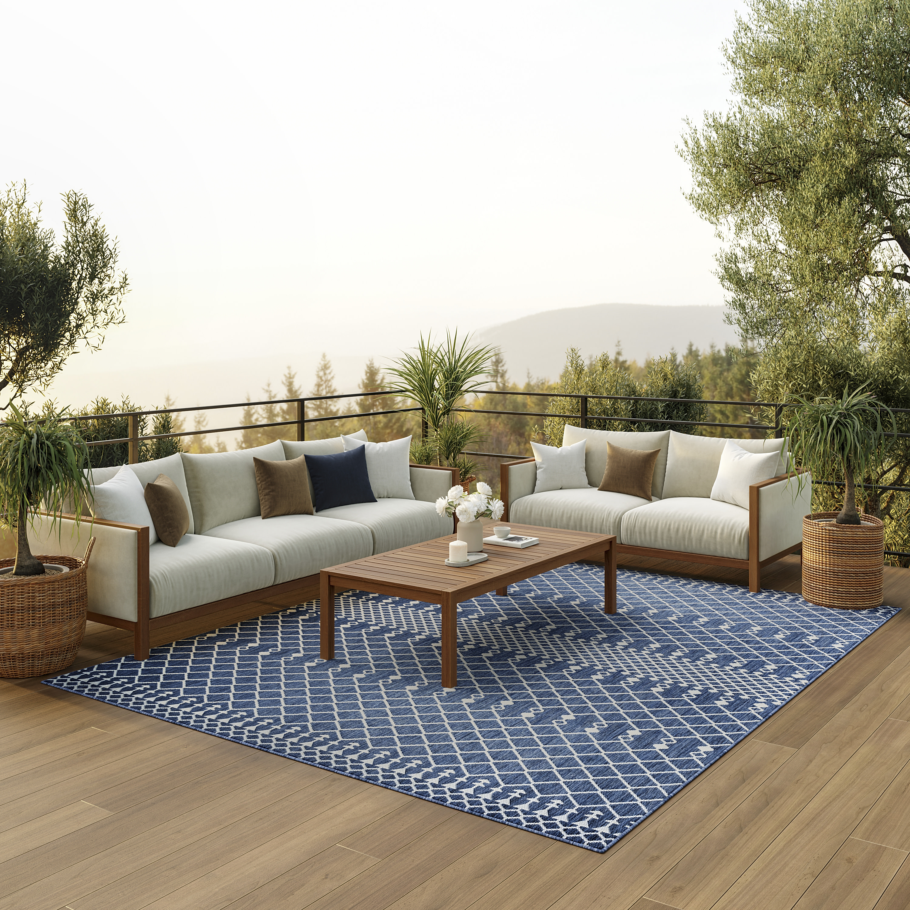 Nourison Positano 7' x 10' Navy Blue Modern Rug