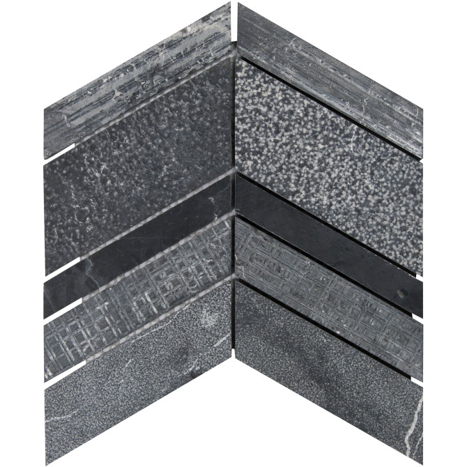 Shift Charcoal 8×8 Chevron Mosaic Textured
