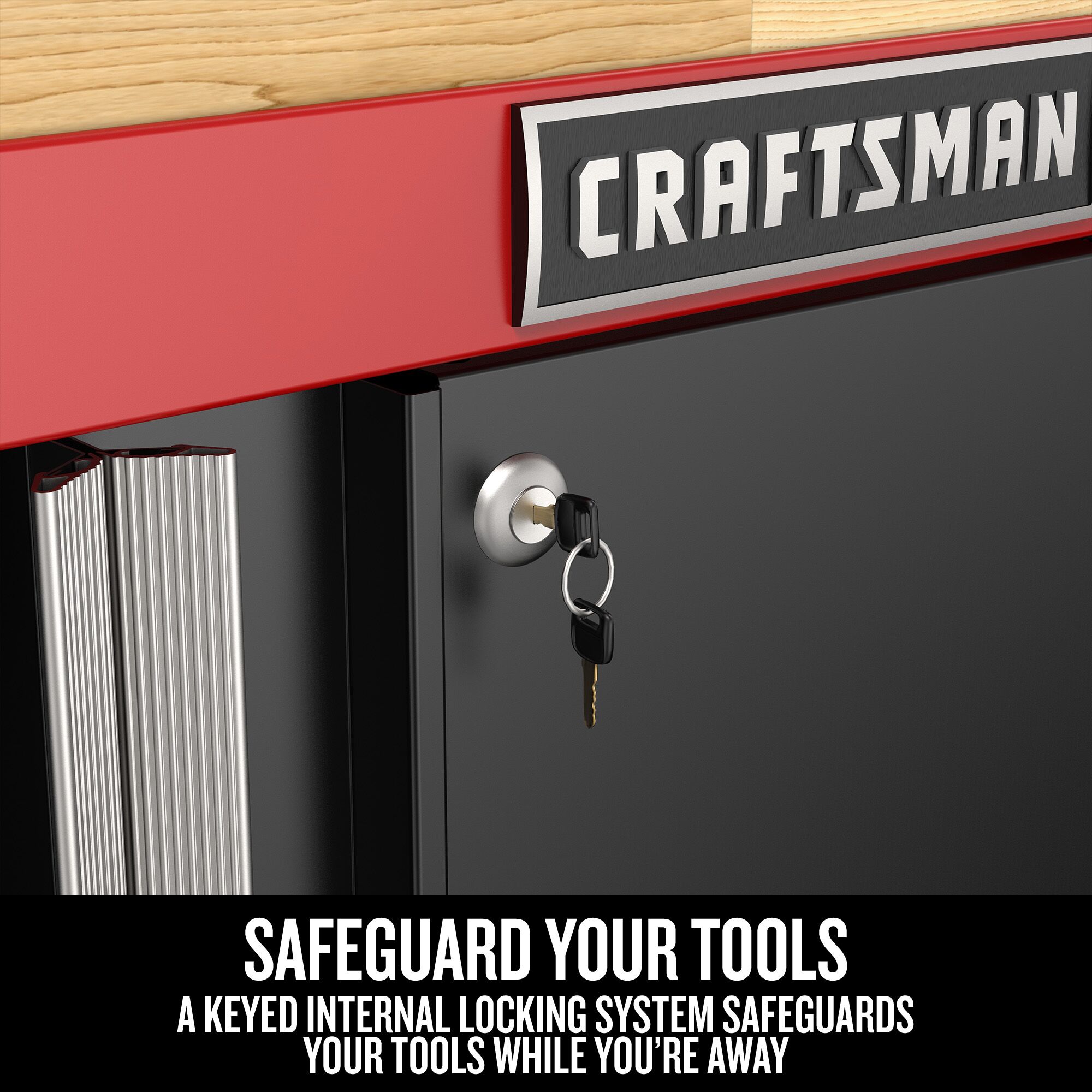 Graphic of CRAFTSMAN Storage: Cabinets & Chests Stationary highlighting product features