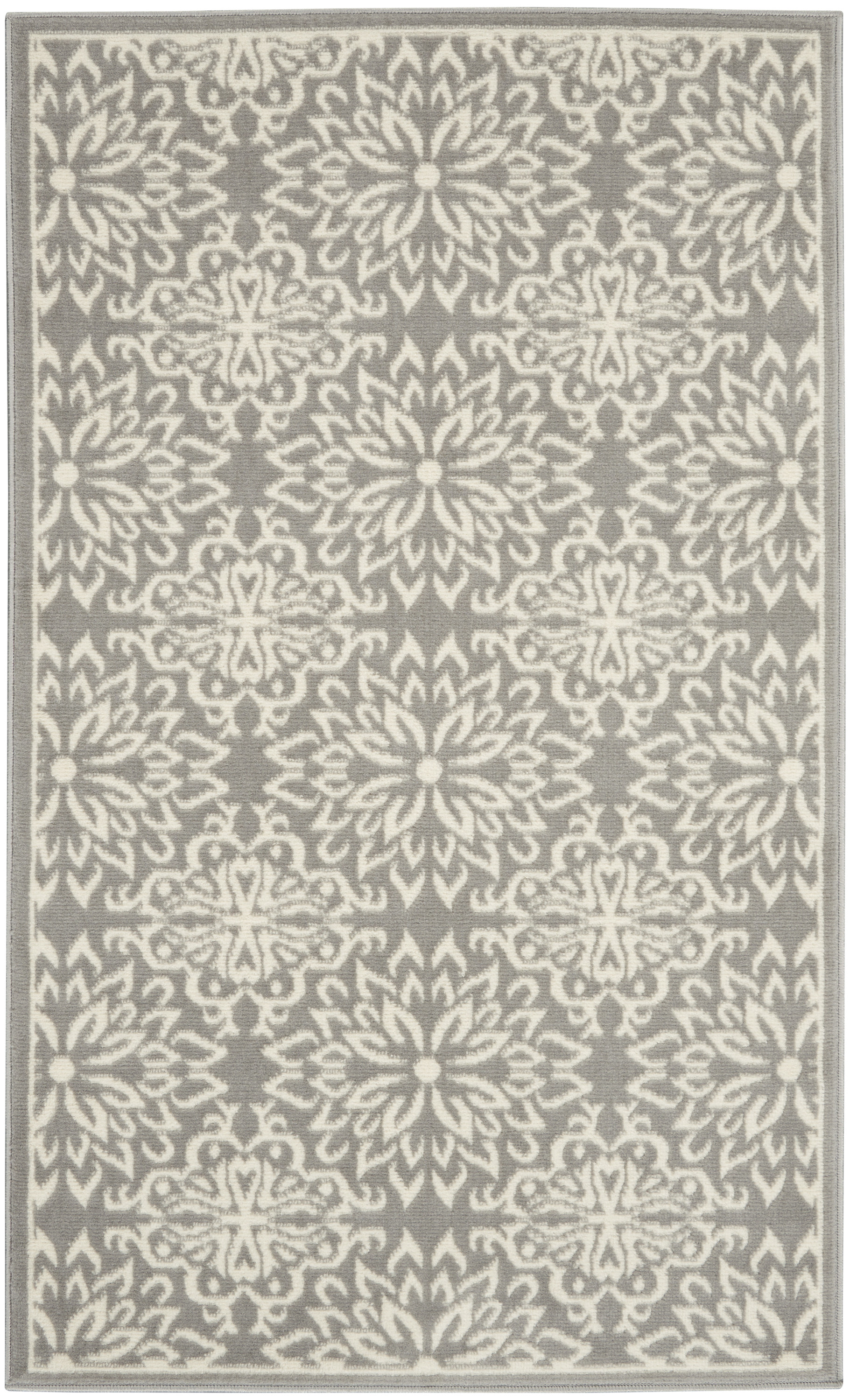 Nourison Jubilant 3' x 5' Ivory Grey Farmhouse Indoor Rug