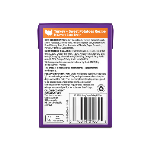 Wellness Bowl Boosters Hearty Toppers Turkey back packaging