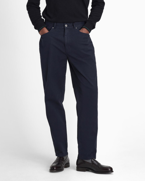 Washed Stretch Regular Trousers Dark Navy