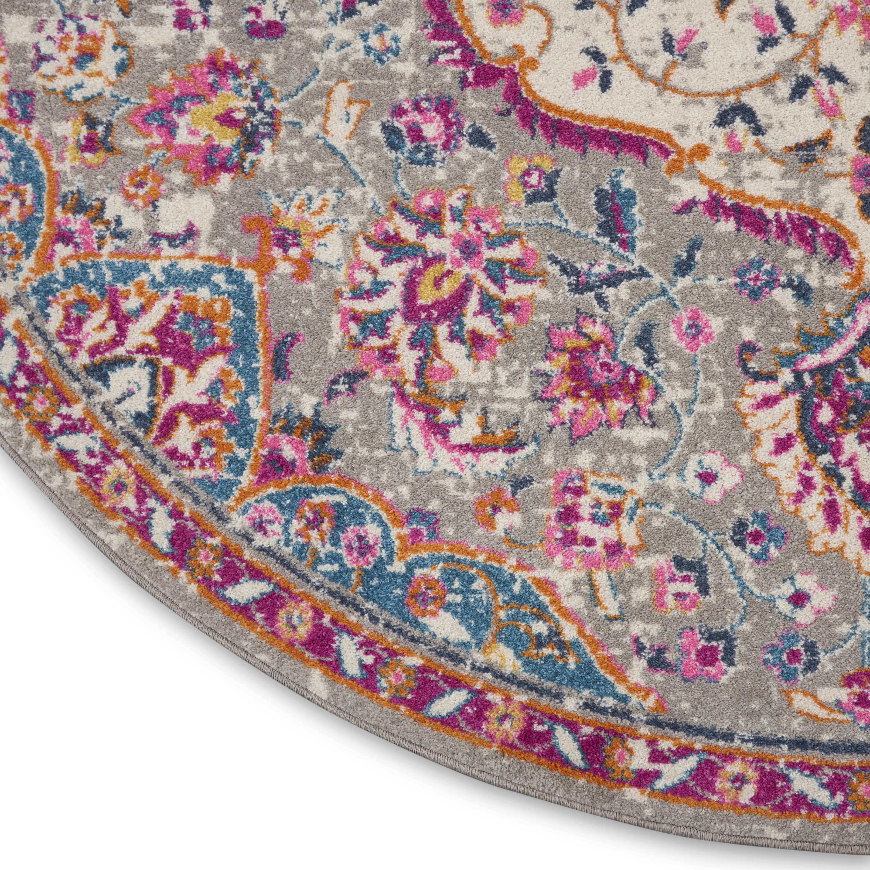 Nourison Passion 8' x Round Grey Multicolor Transitional Indoor Rug