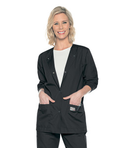 Landau ScrubZone 3 Pocket Scrub Jacket for Women: Classic Relaxed Fit, Knit Cuffs, Durable Medical Scrubs 70227-