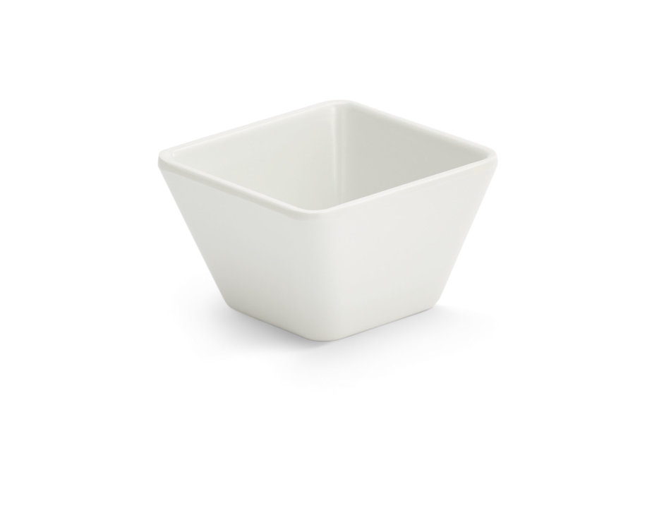 Extra-small square melamine cubic display bowl in white