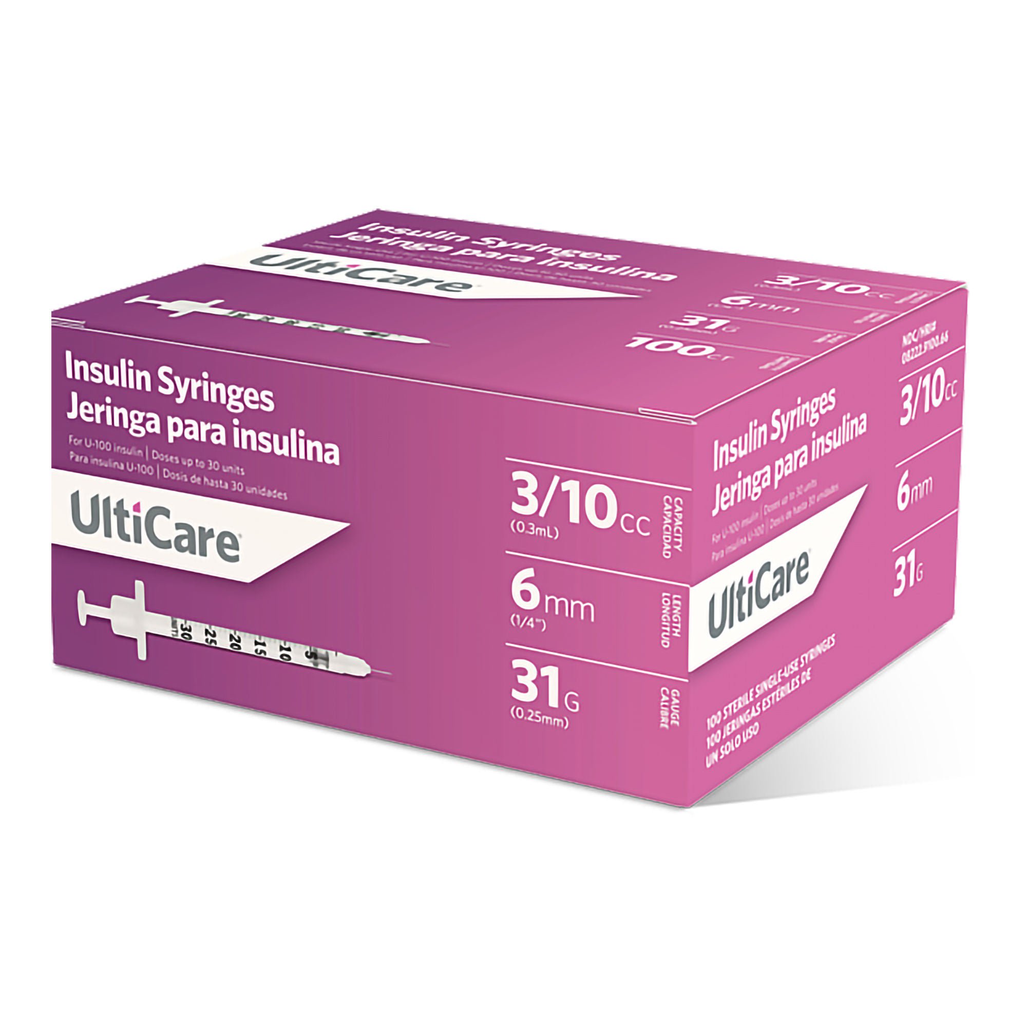 Ultimed SYRINGE/NEEDLE, INSULIN ULTICARE 3/10CC 31G 6MM (100/BX 5/CS