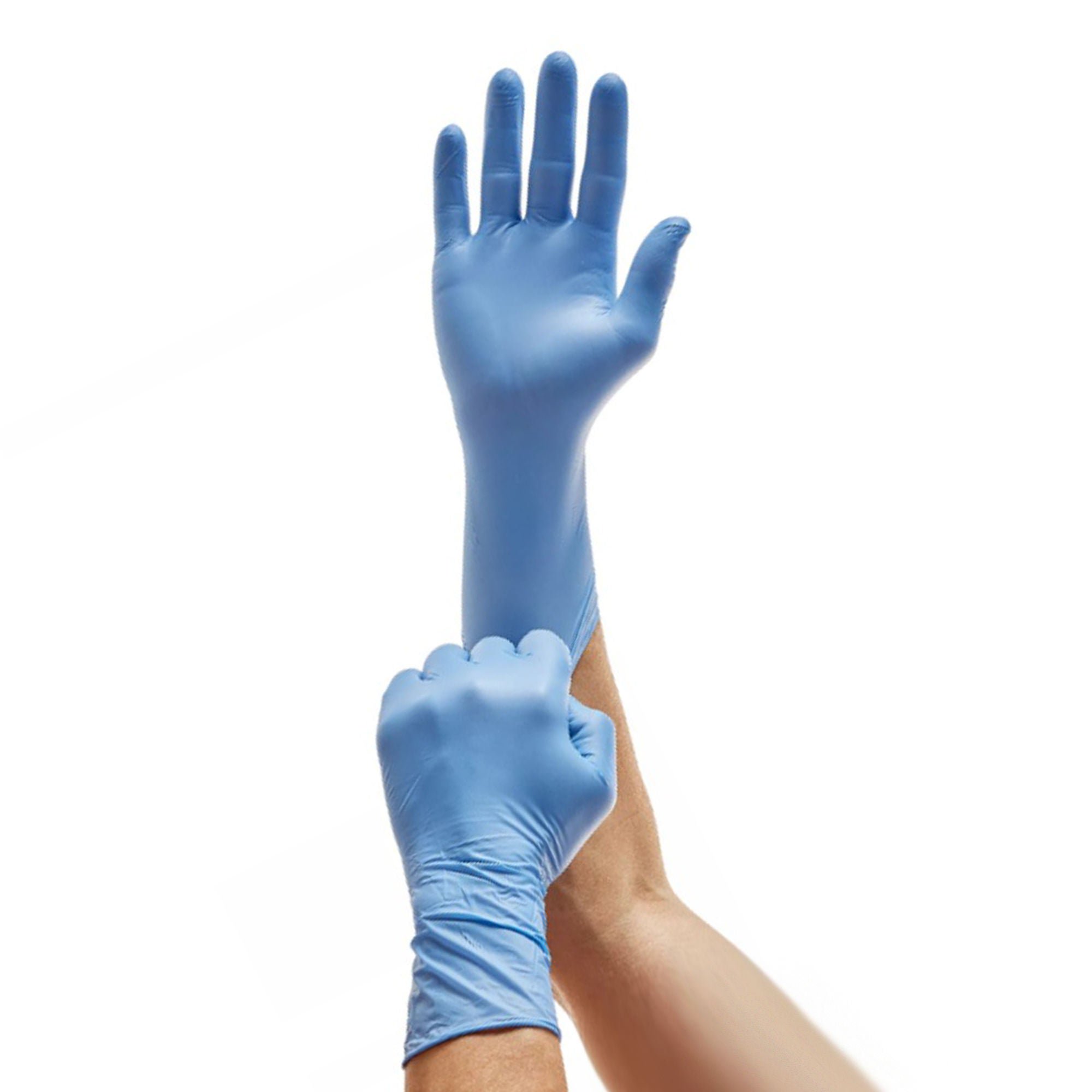 Exam Glove Cardinal Health™ Large 100 per Box Sterile Single Nitrile Extended Cuff Length Textured Fingertips Blue Chemo Tested